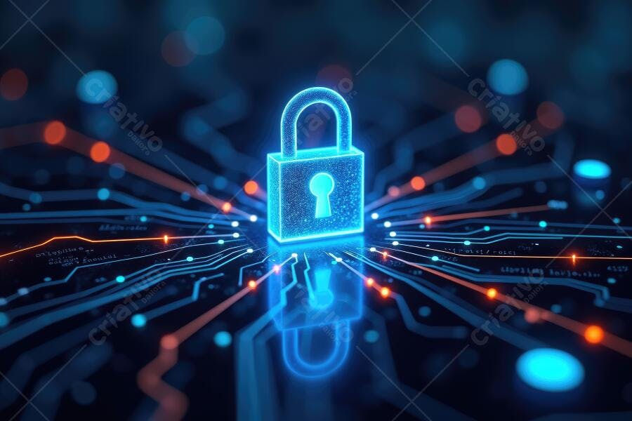 Cadeado Digital Brilhante Segurança Cibernética Proteção de Dados