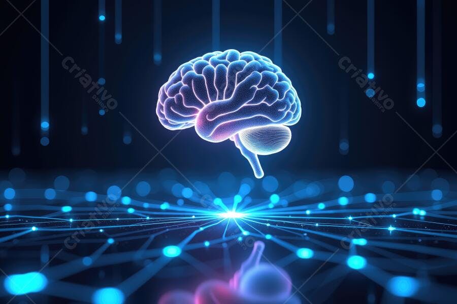 Foto Cérebro Humano Digital Inteligência Artificial Conexões