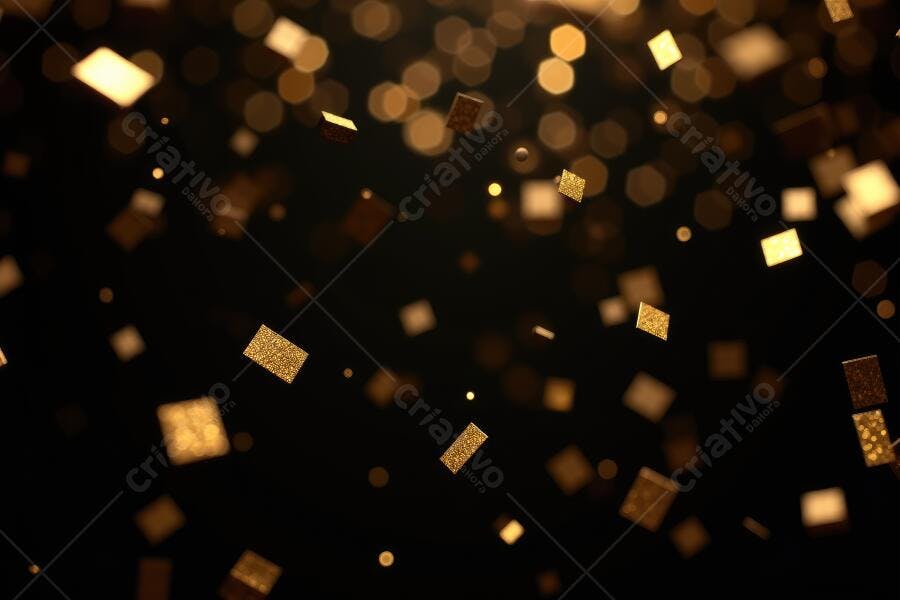 Foto Confetes Dourados Caindo Fundo Preto Celebração