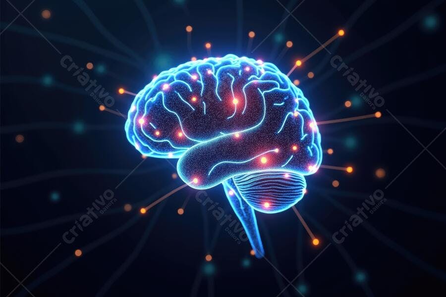Cérebro Humano Digital Brilhante Conexões Neurais Tecnologia