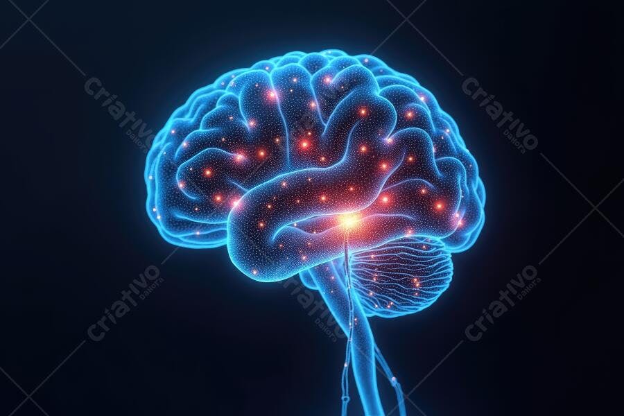 Cérebro Humano Digital Brilhante Conexões Neurais