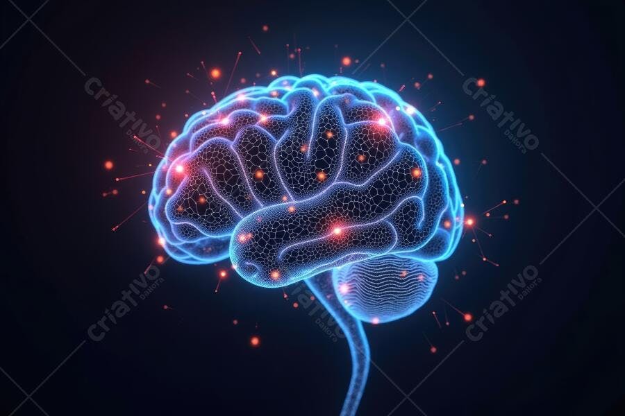Foto Cérebro Humano Digital Brilhante Inteligência Artificial