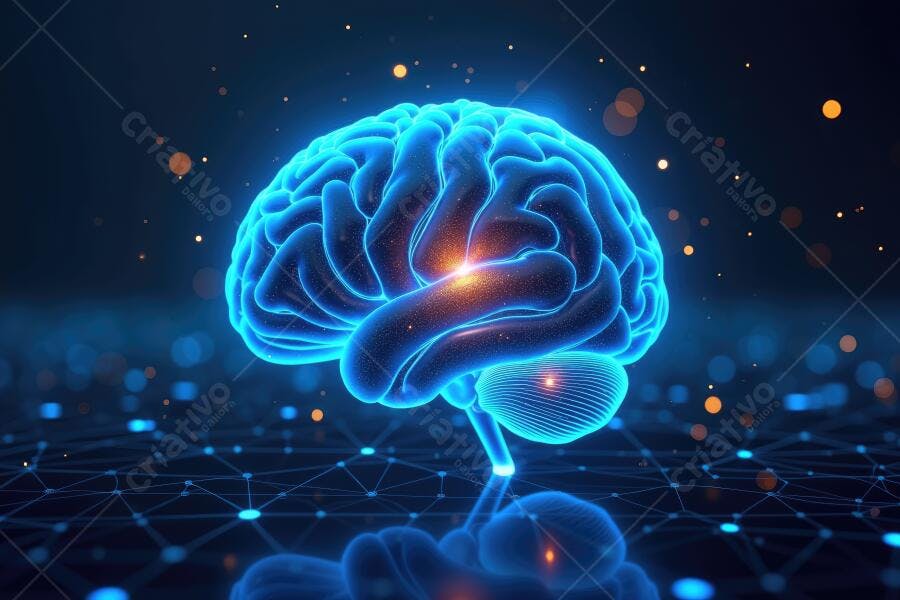 Cérebro Humano Digital Brilhante Tecnologia Inteligência Artificial