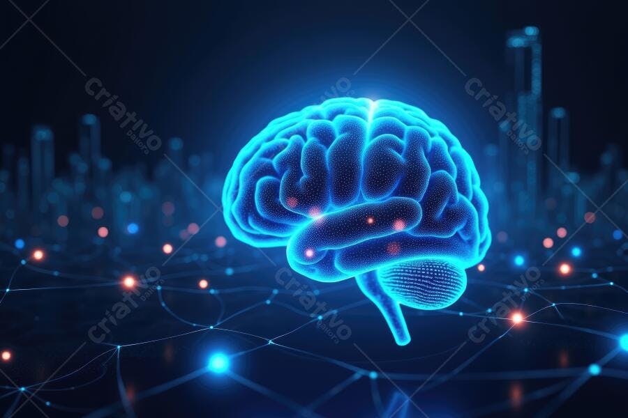Cérebro Humano Digital Brilhante Inteligência Artificial