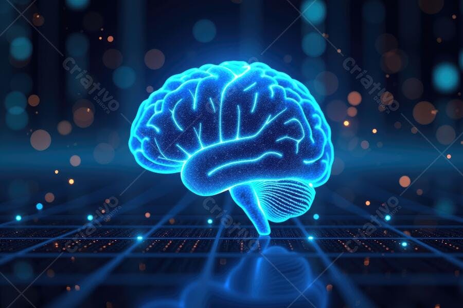 Foto Cérebro Humano Digital Brilhante Tecnologia Inteligência Artificial