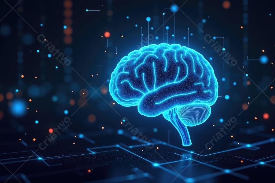 Foto Cérebro Digital Inteligência Artificial Conectividade Tecnológica