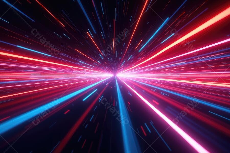 Foto Abstrata Linhas de Luz Neon Velocidade Hiperespacial