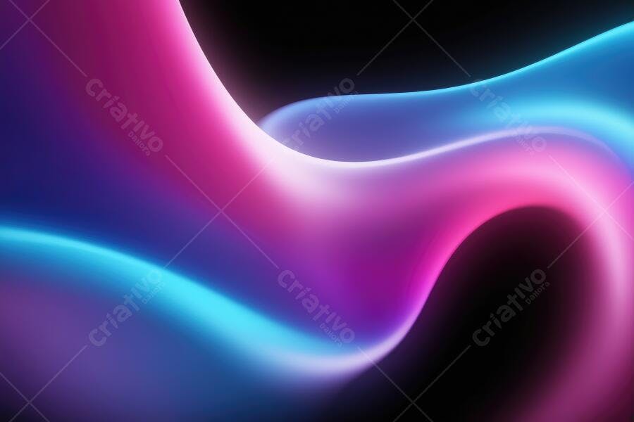 Foto Abstrata Ondas Neon Rosa Azul Roxo Fundo Escuro