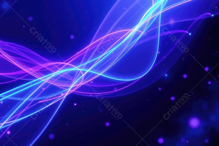 Fundo Abstrato Neon Azul Roxo Linhas Onduladas Brilhantes