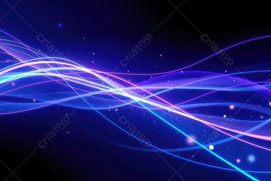 Fundo Abstrato Ondas de Luz Neon Azul Roxo Brilhante