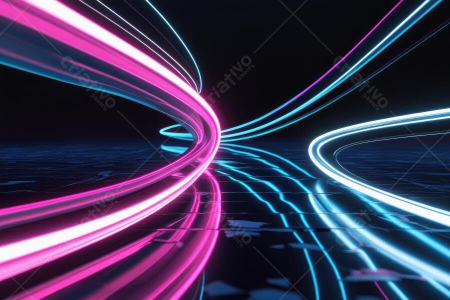 Foto Abstrata Linhas de Luz Neon Rosa Azul Tecnologia