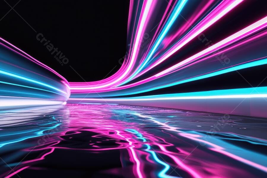 Foto Abstrata Luzes Neon Rosa Azul Brilhantes Túnel
