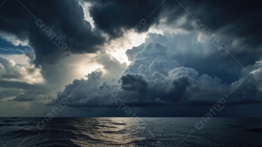 Foto Céu Nublado Mar Aberto Tempestade Oceano Escuro
