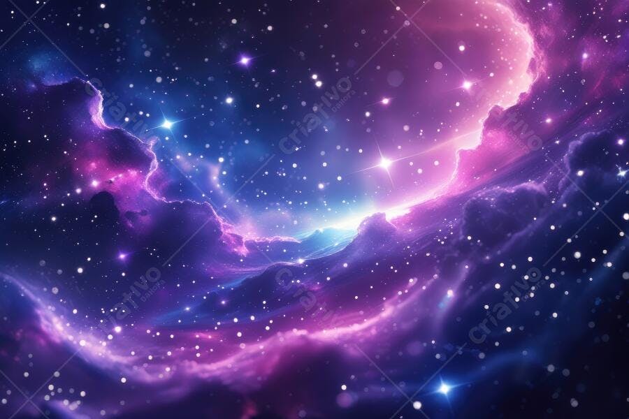 Foto Nebulosa Espacial Estrelas Roxas e Azuis Galáxia