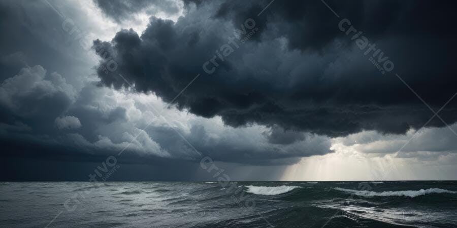 Foto Mar Agitado Céu Nublado Chuva Tempestade Oceano