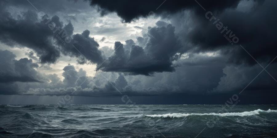 Foto Mar Agitado Céu Nublado Tempestade Oceano
