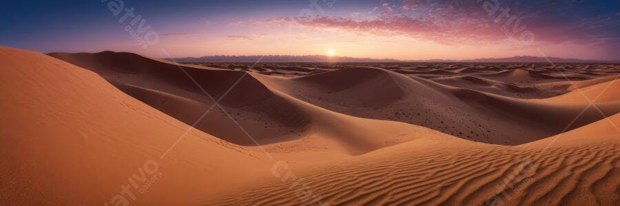 Foto Deserto Dunas Pôr do Sol Céu Laranja Roxo Paisagem