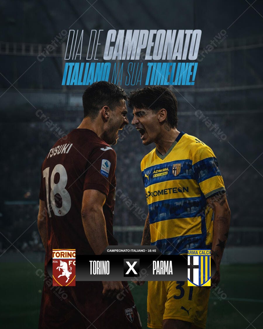 Post Instagram Campeonato Italiano Futebol PSD Editável