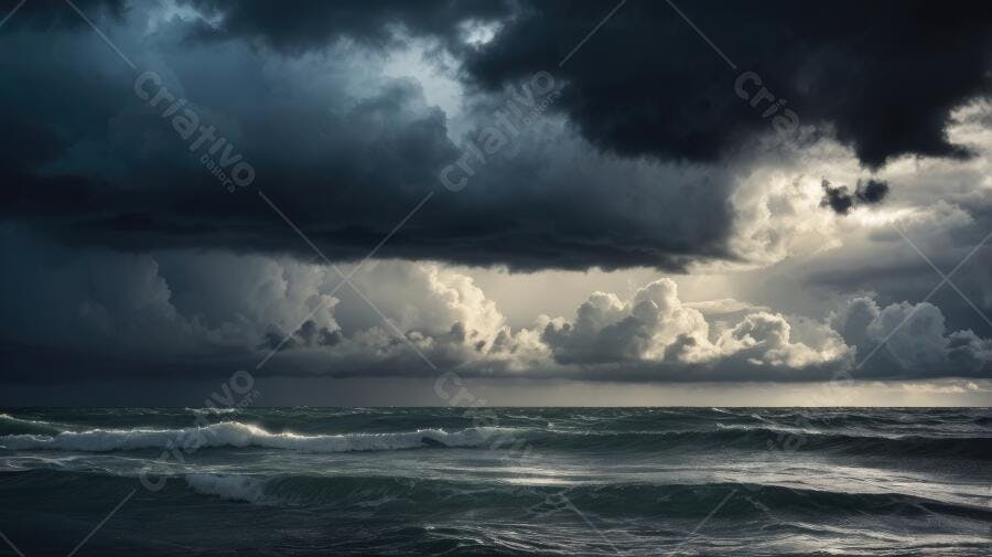 Foto Mar Agitado Céu Tempestuoso Nuvens Escuras