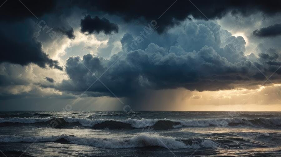 Foto Mar Tempestade Nuvens Escuras Chuva Oceano