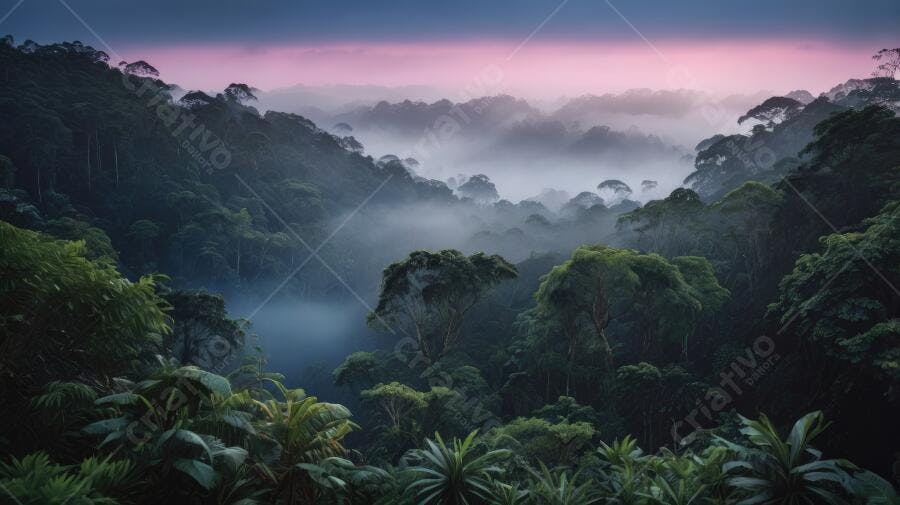 Foto Floresta Tropical Neblina Amanhecer Amazônia