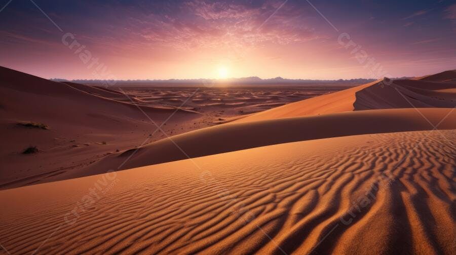 Foto Deserto Dunas Pôr do Sol Céu Roxo Laranja