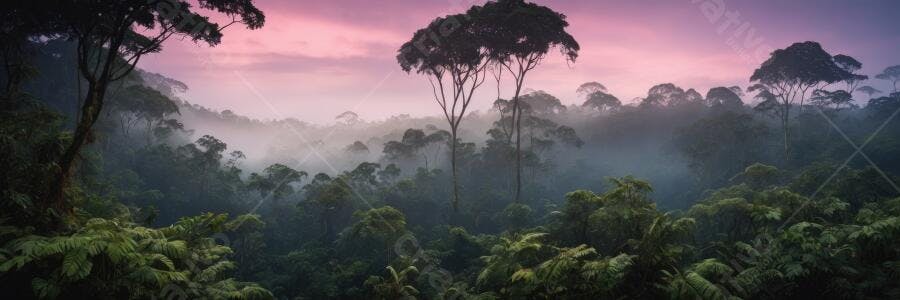 Foto Floresta Amazônica Neblina Amanhecer Céu Rosa