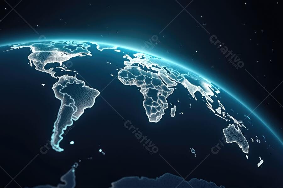 Foto Terra Mapa Mundial Digital Conexão Global Tecnologia