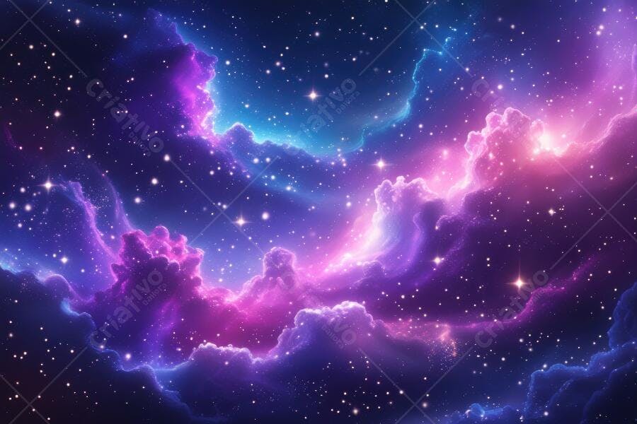 Foto Céu Estrelado Galáxia Nebulosa Rosa Azul Roxa Espaço