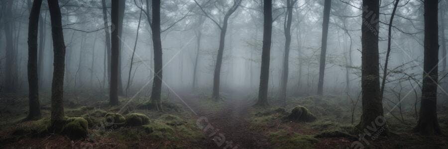 Foto Floresta Nebulosa Árvores Altas Musgo Chão Escuro