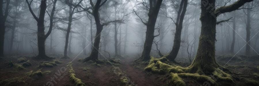Foto Floresta Nebulosa Árvores Musgosas Ambiente Misterioso