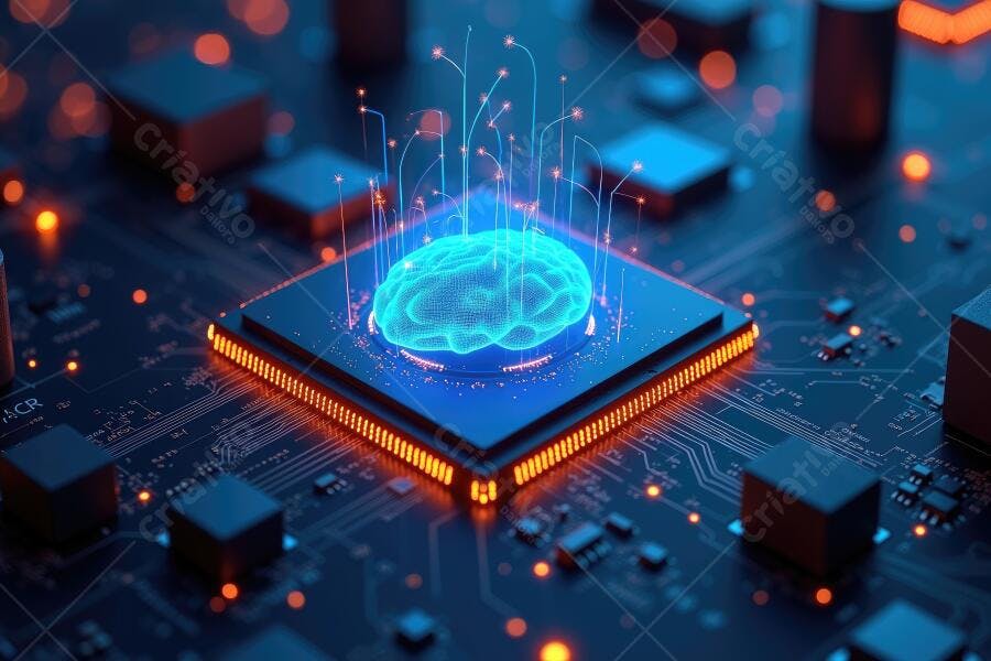 Foto Inteligência Artificial Cérebro Humano Chip Processador