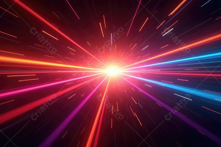 Foto Abstrata Linhas de Luz Velocidade Hiperespacial