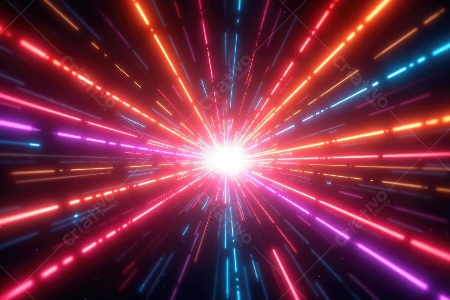 Foto Abstrata Túnel de Luz Neon Brilhante Velocidade