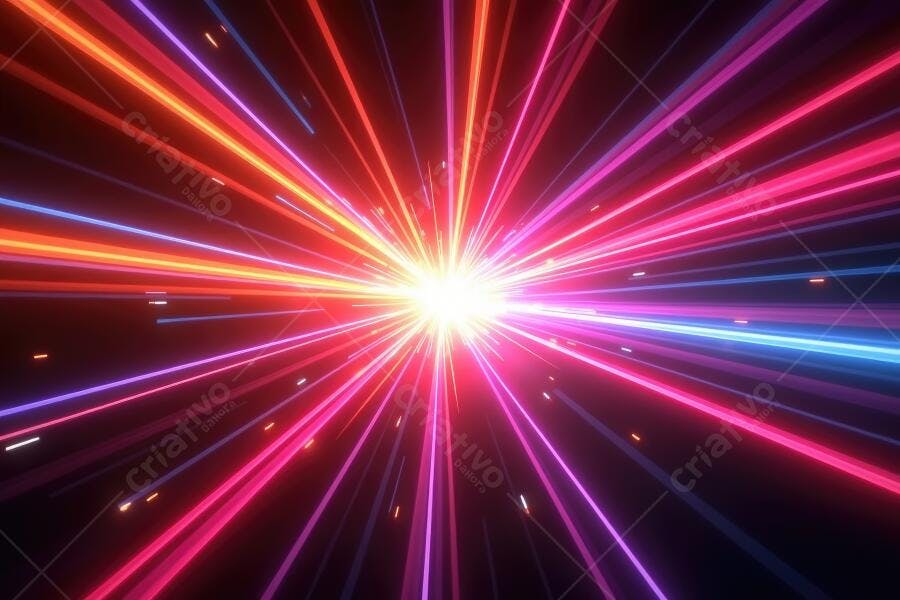 Foto Luzes Neon Raio Explosão Abstrata Fundo Escuro