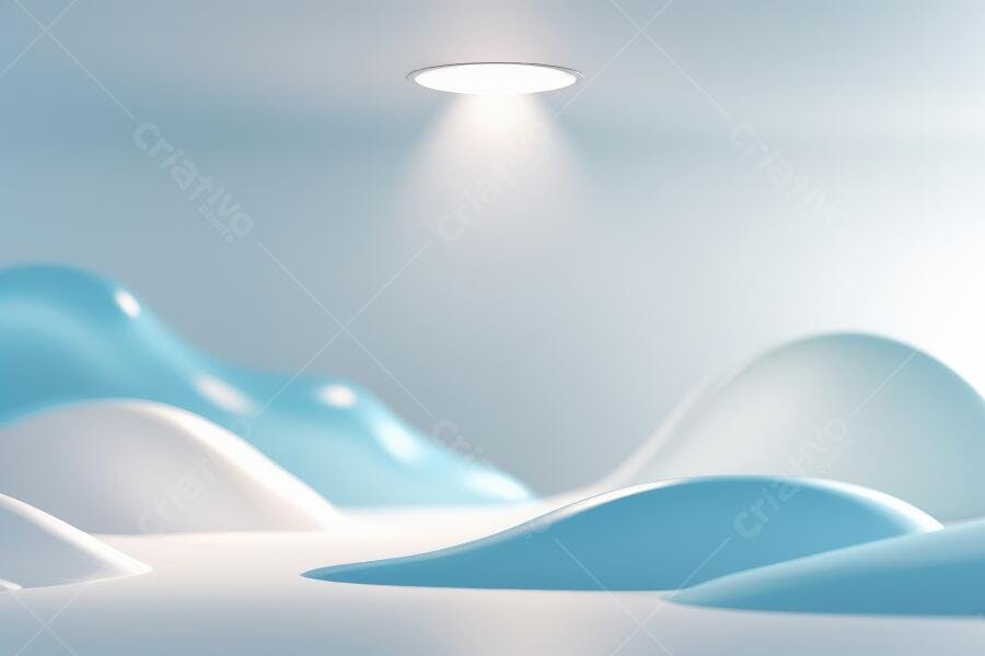 Foto Cenário Abstrato Ondas Azuis Brancas Iluminação Foco