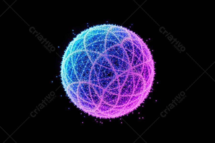 Foto Esfera Abstrata Pontos Conectados Azul Roxo Tecnologia
