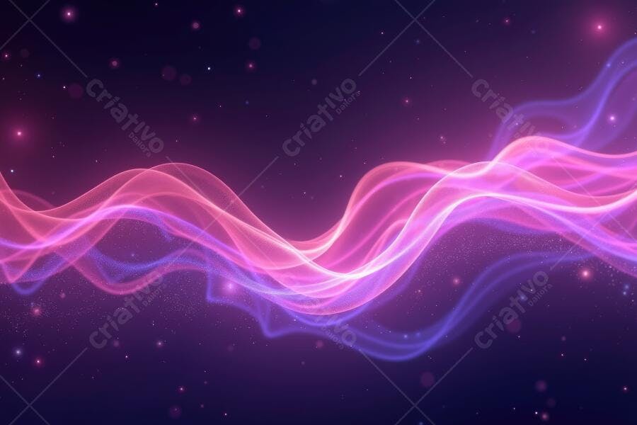 Fundo Abstrato Ondas de Luz Neon Rosa Roxo