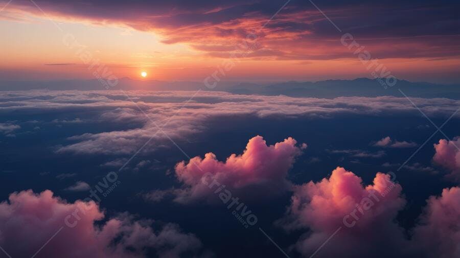 Foto Pôr do Sol Céu Nublado Cores Vibrantes Acima das Nuvens