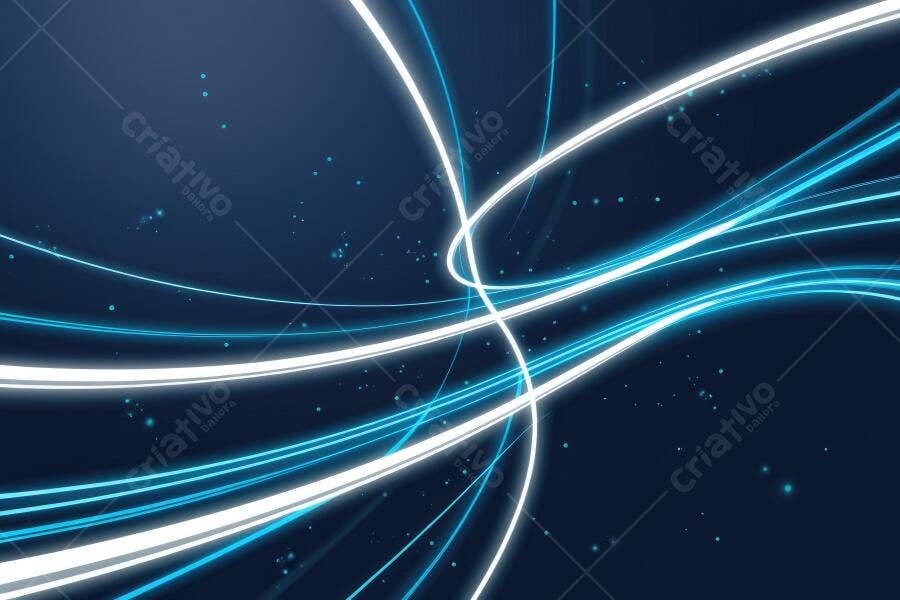 Fundo Abstrato Linhas de Luz Neon Azuis e Brancas Dinâmicas