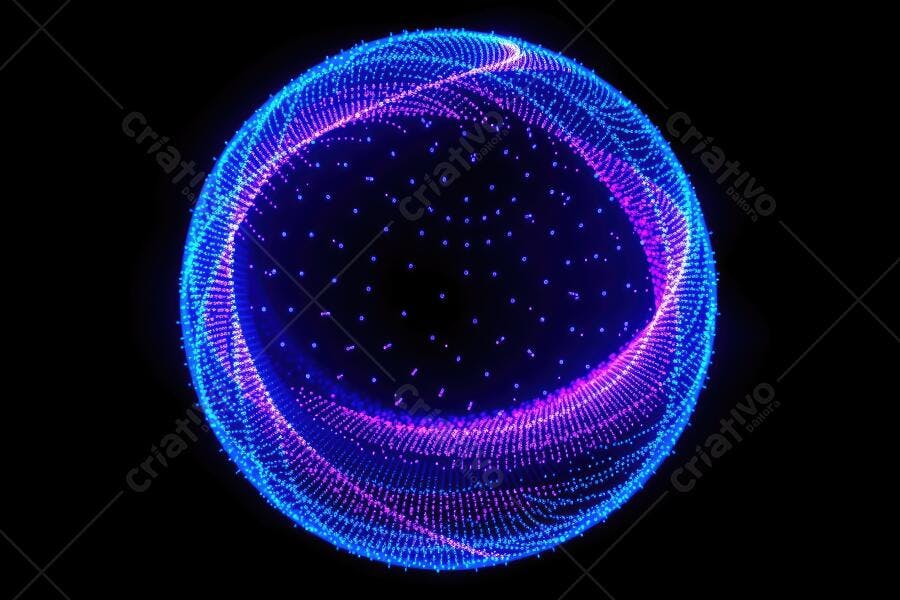 Esfera de Pontos Abstrata Azul e Roxa Tecnologia Digital