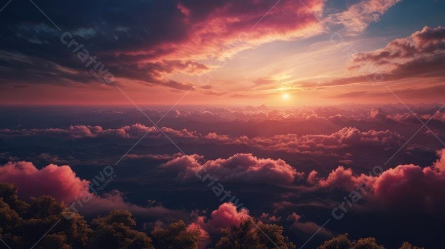 Foto Céu Pôr do Sol Nuvens Rosadas Douradas Paisagem Natureza