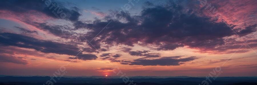 Foto Céu Pôr do Sol Nuvens Coloridas Horizonte Panorâmico
