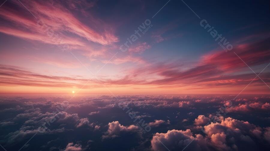 Foto Céu Pôr do Sol Nuvens Rosa Laranja Vista Aérea