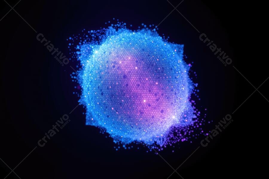 Foto Esfera Digital Abstrata Pontos Luminosos Azul Roxo