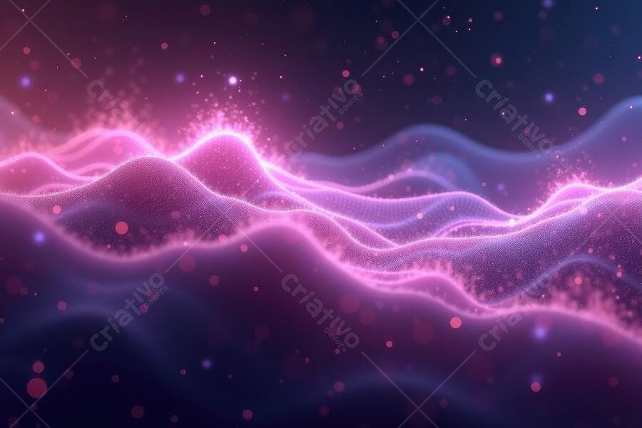 Fundo Abstrato Ondas de Luz Neon Rosa Roxo Brilho Partículas
