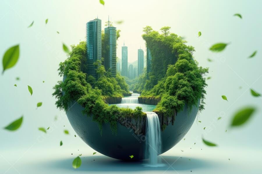 Foto Conceito Cidade Sustentável Natureza e Prédios