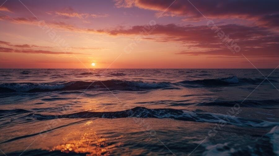 Foto Pôr do Sol Mar Ondas Céu Laranja Roxo