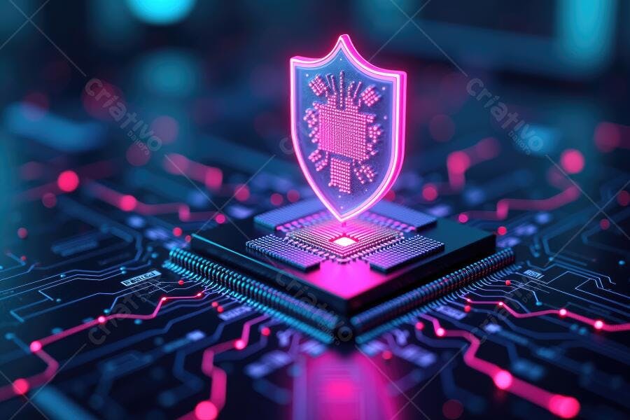 Foto Escudo Digital Proteção Cibernética Placa Mãe Tecnologia