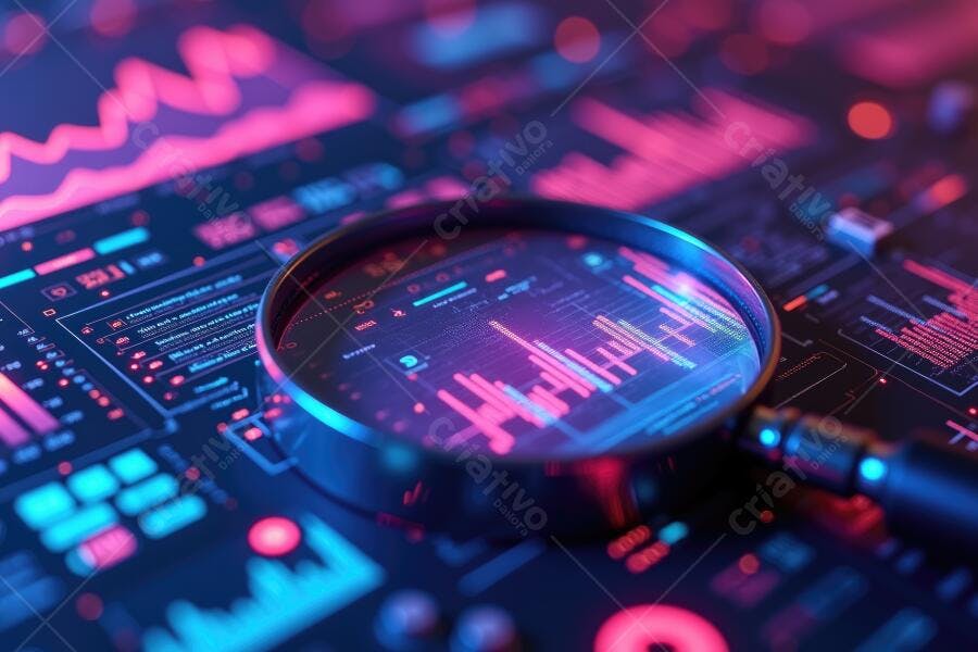 Foto Lupa Analisando Dados Gráficos Digitais Tecnologia